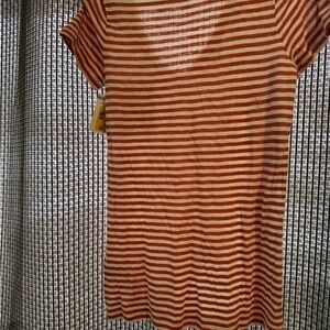 Caslon Orange and White Striped Short Sleeve Tee